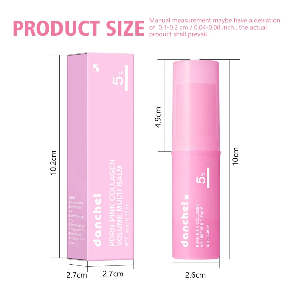 PDRN Pink Collagen Volume Multi Balm Brighten Skin Plump Smooth Radiant Deep Hydration Moisturization Portable Collagen Stick
