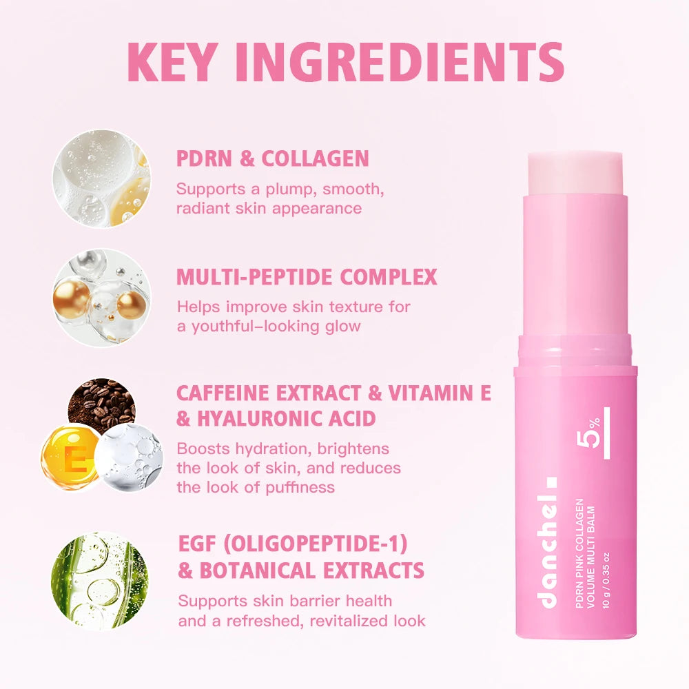 PDRN Pink Collagen Volume Multi Balm Brighten Skin Plump Smooth Radiant Deep Hydration Moisturization Portable Collagen Stick