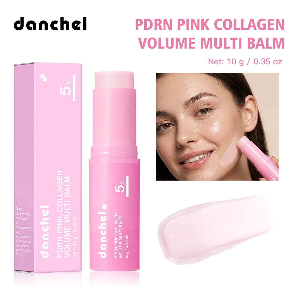 PDRN Pink Collagen Volume Multi Balm Brighten Skin Plump Smooth Radiant Deep Hydration Moisturization Portable Collagen Stick