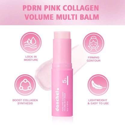 PDRN Pink Collagen Volume Multi Balm Brighten Skin Plump Smooth Radiant Deep Hydration Moisturization Portable Collagen Stick