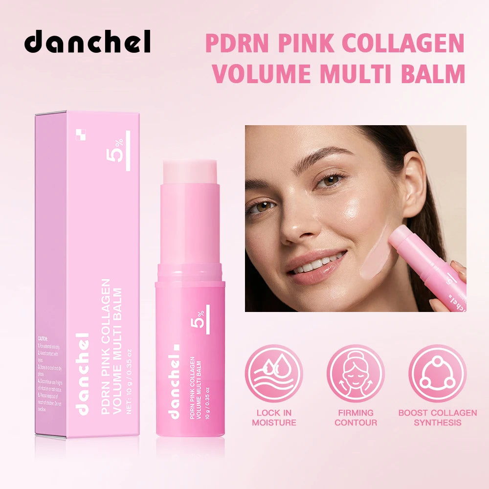 PDRN Pink Collagen Volume Multi Balm Brighten Skin Plump Smooth Radiant Deep Hydration Moisturization Portable Collagen Stick