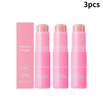 Collagen Pink Multi Balm Stick Moisturizing Deep Hydrating Wrinkle Bounce Lifting Facial Cream Skin Care Korean Makeup Base